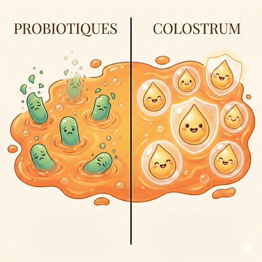1. Le colostrum survit à votre digestion (contrairement aux probiotiques)